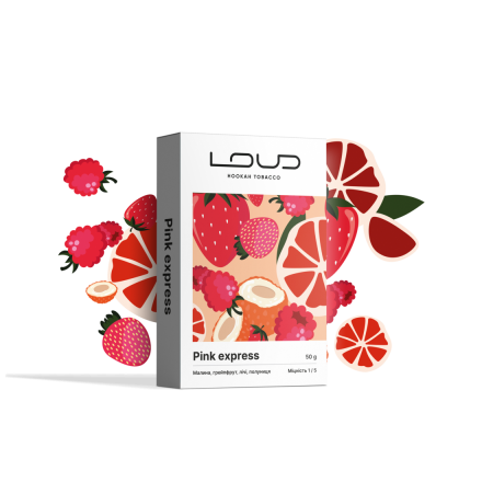 Тютюн Loud Pink Express 50 грам (малина грейпфрут лічі полуниця)