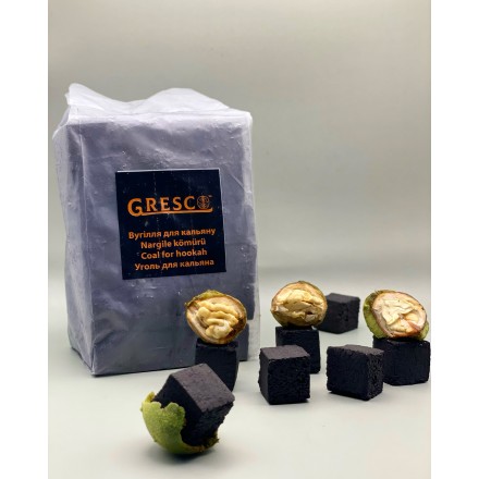 Уголь ореховый Gresco 1 кг полиэтилен (72 кубика 25*25)